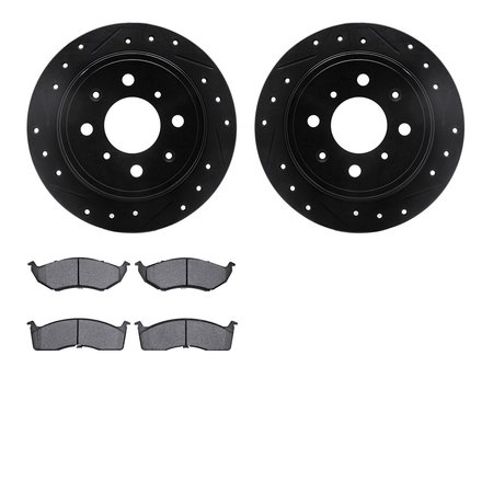 DYNAMIC FRICTION CO 8502-40009, Rotors-Drilled and Slotted-Black with 5000 Advanced Brake Pads, Zinc Coated 8502-40009